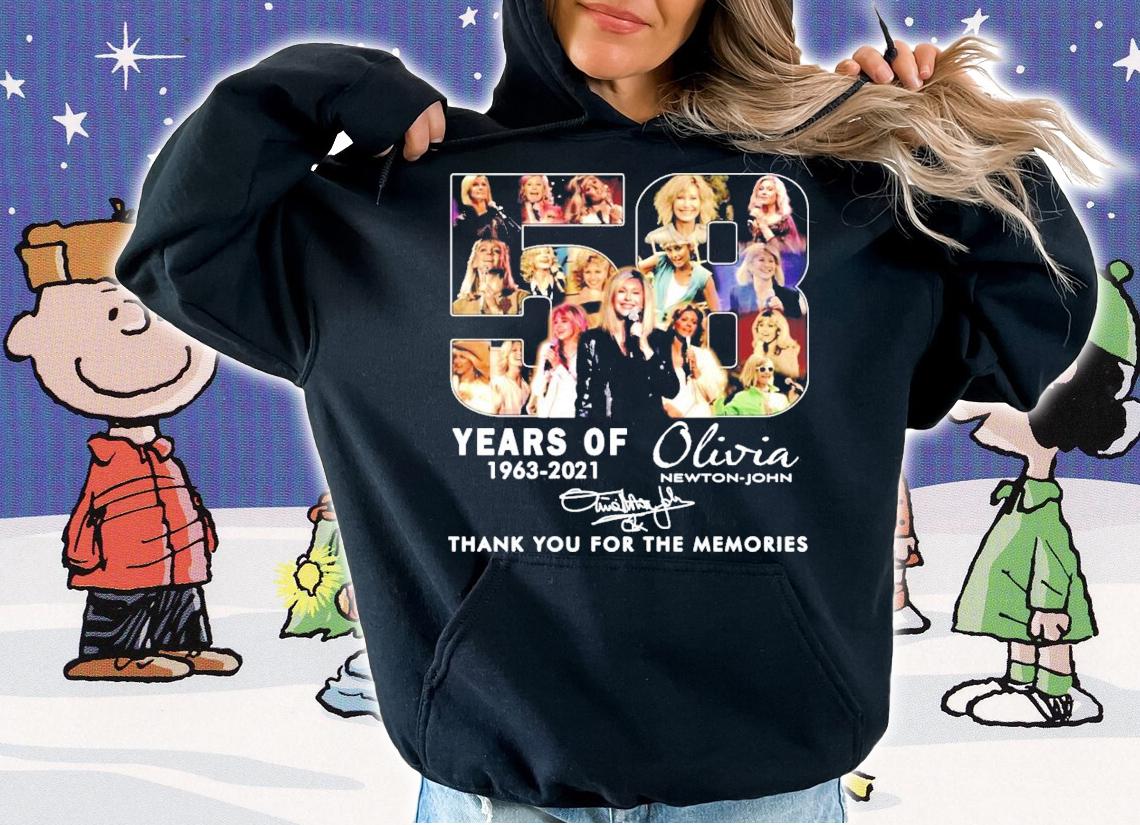 58 years of 1963-2021 Olivia Newton-John signature shirt hoodie