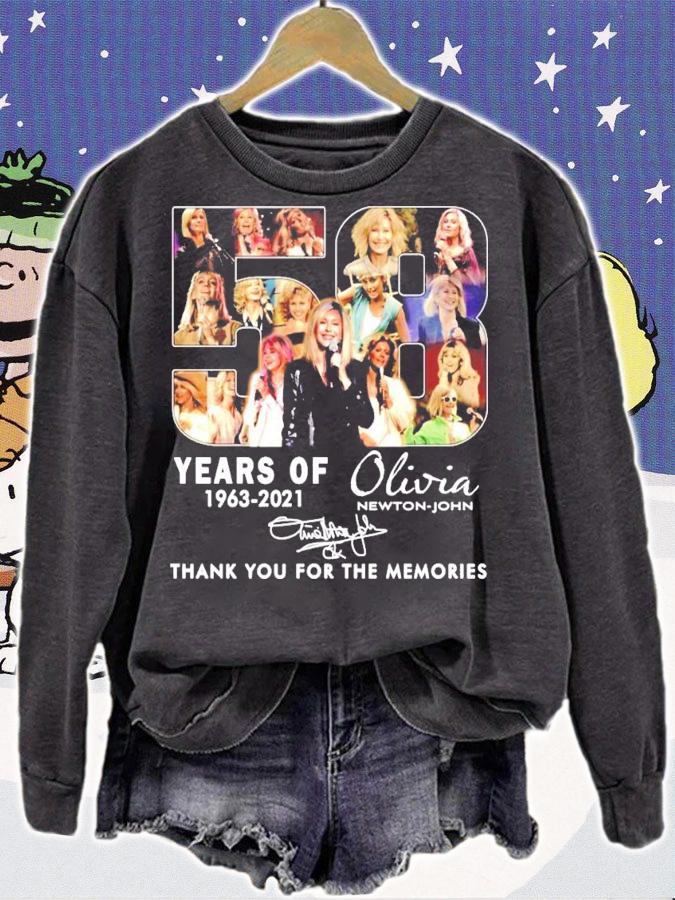 58 years of 1963-2021 Olivia Newton-John signature shirt sweatshirt