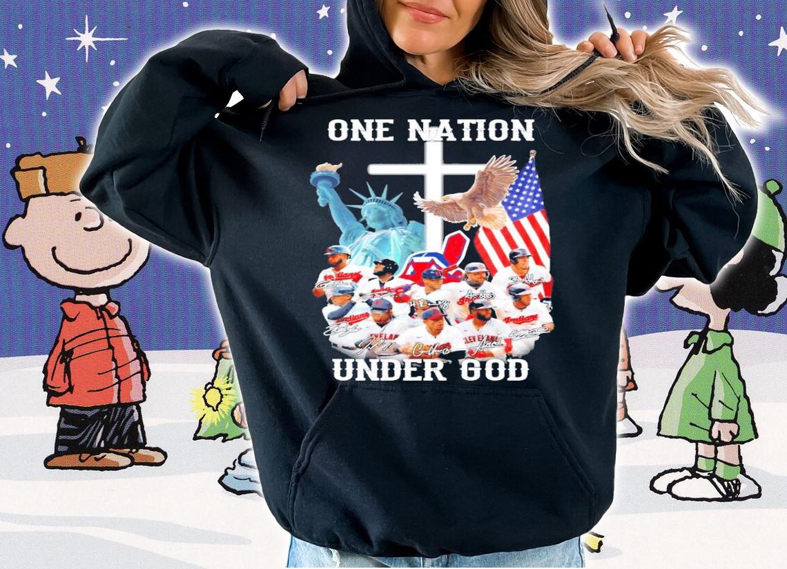 Cleveland Indians one nation under god signatures shirt hoodie