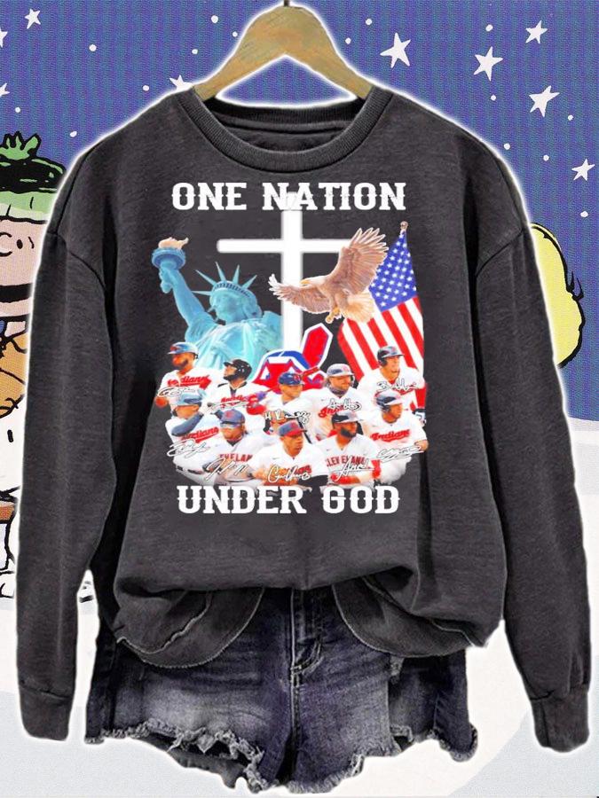 Cleveland Indians one nation under god signatures shirt sweatshirt
