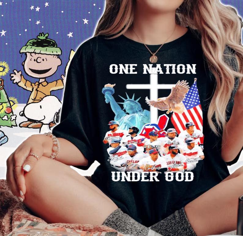 Cleveland Indians one nation under god signatures shirt woman shirt