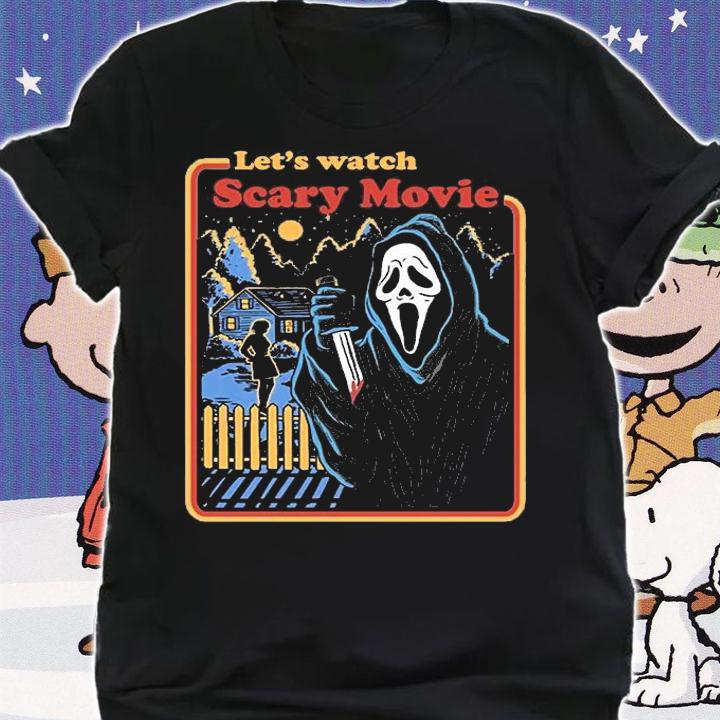 Ghostface let's watch a scary movie funny halloween t-shirt shirt