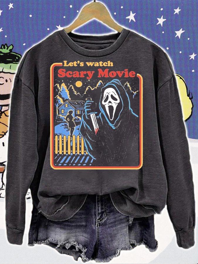 Ghostface let's watch a scary movie funny halloween t-shirt sweatshirt
