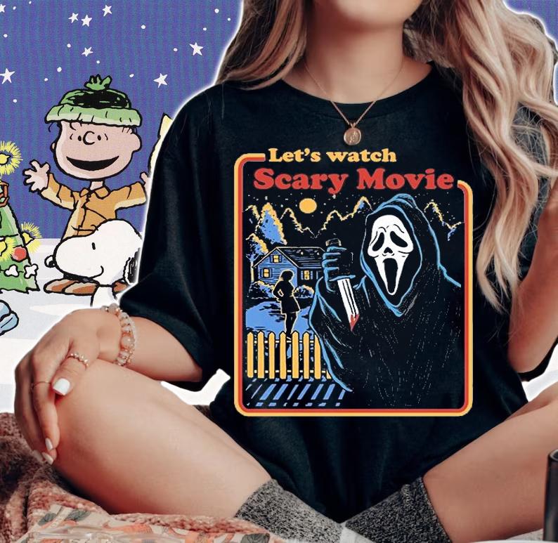 Ghostface let's watch a scary movie funny halloween t-shirt woman shirt