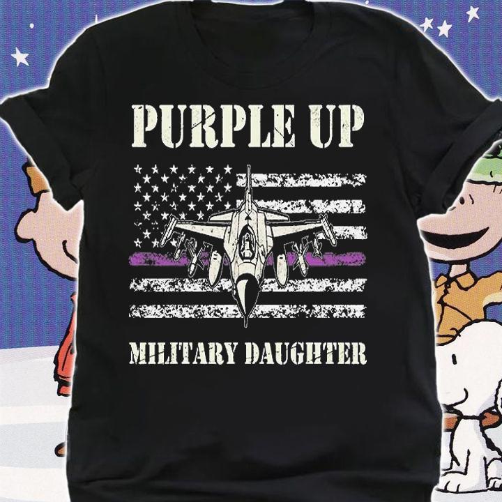 Purple Up Military Child Air Force Daughter US Flag Vintage T-Shirt shirt