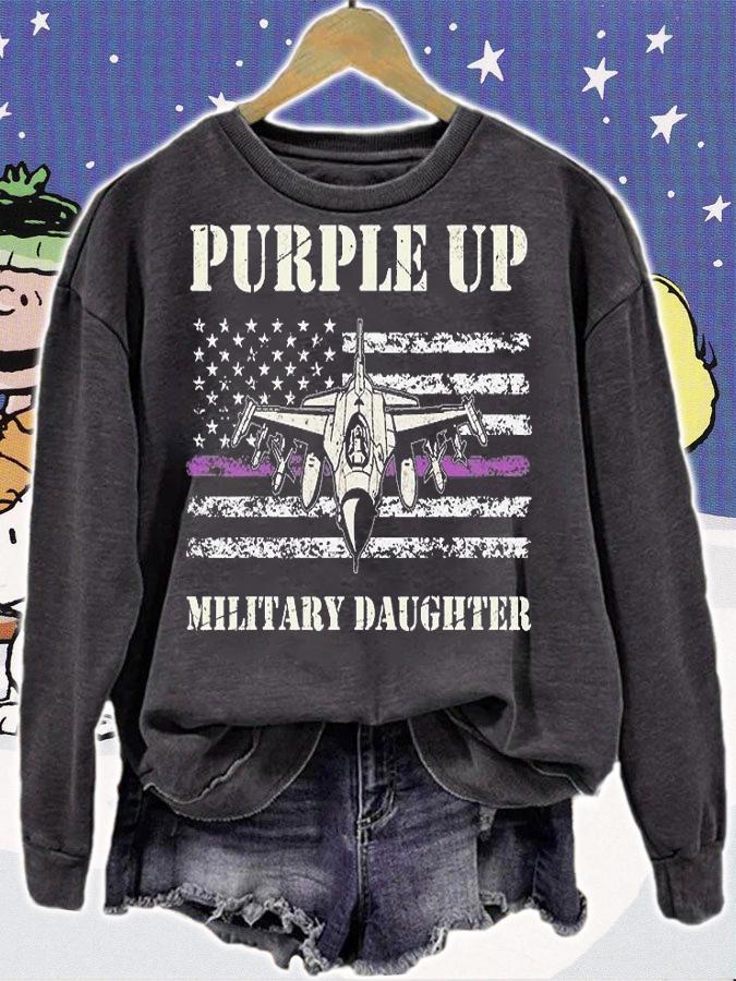 Purple Up Military Child Air Force Daughter US Flag Vintage T-Shirt sweatshirt