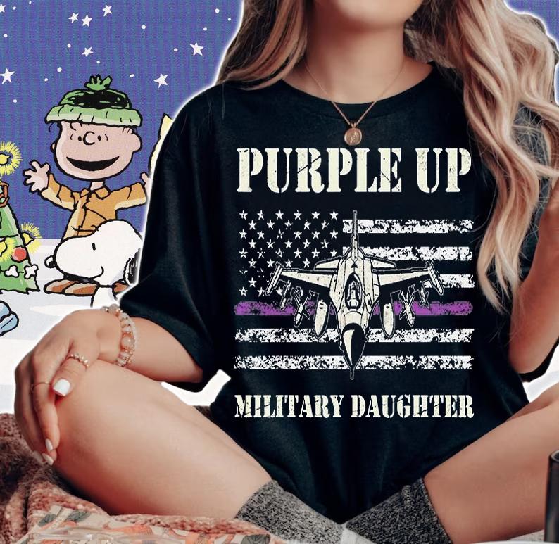 Purple Up Military Child Air Force Daughter US Flag Vintage T-Shirt woman shirt