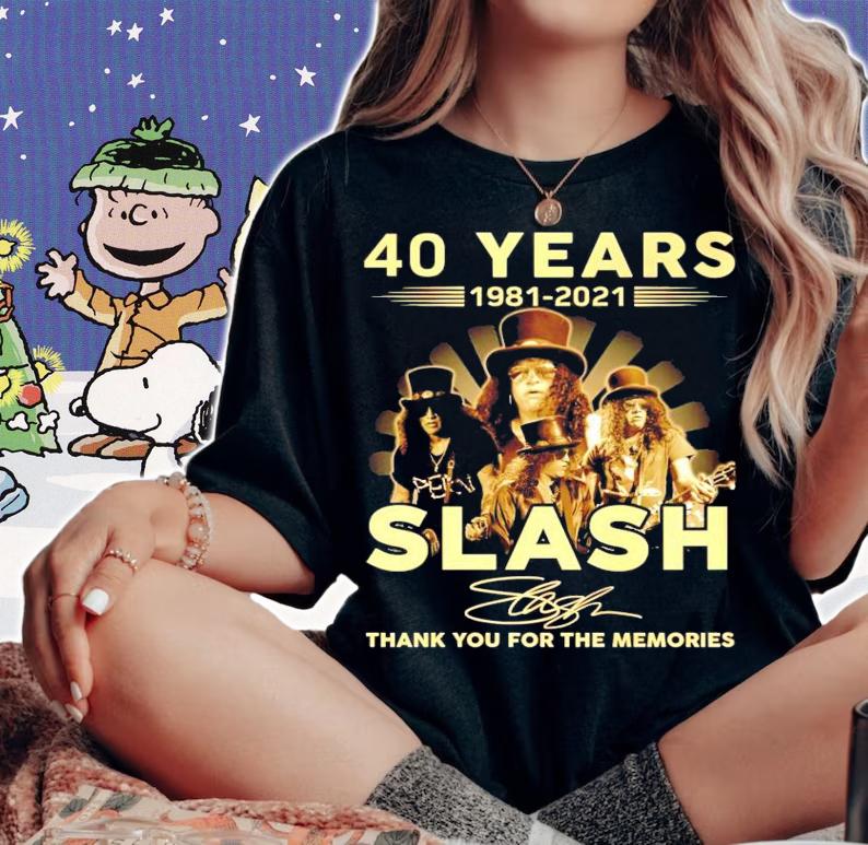 40 years 1981-2021 Slash signature thank you for the memories t-shirt woman shirt