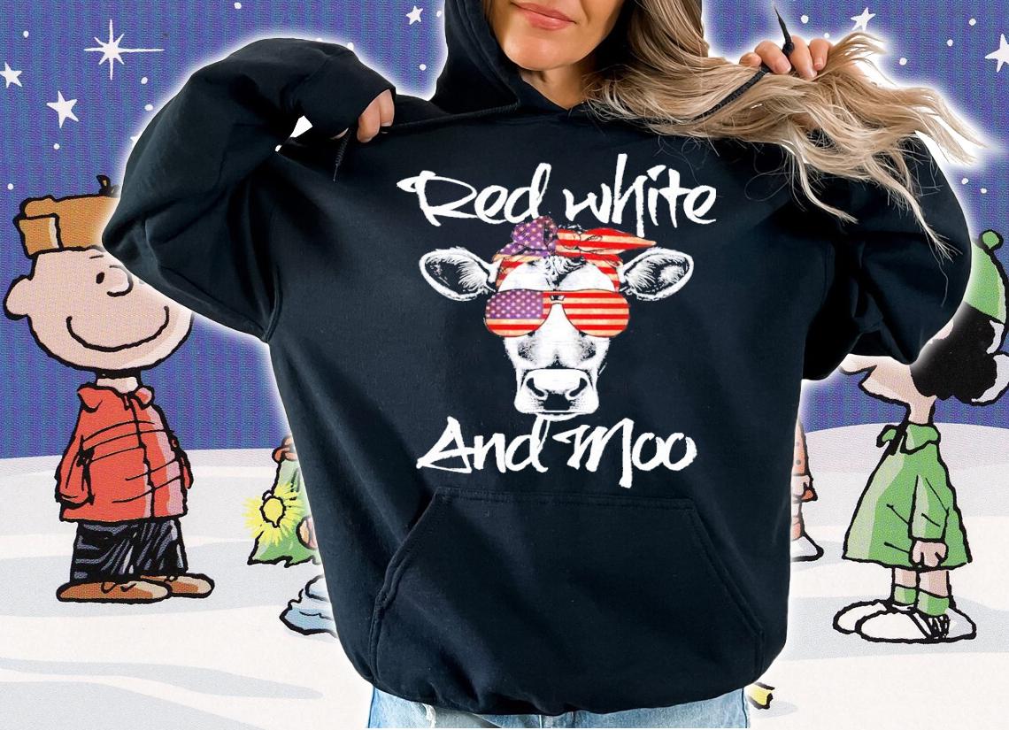 4th of July cow red white and moo t-shirt hoodie