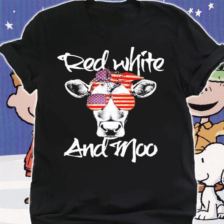 4th of July cow red white and moo t-shirt shirt