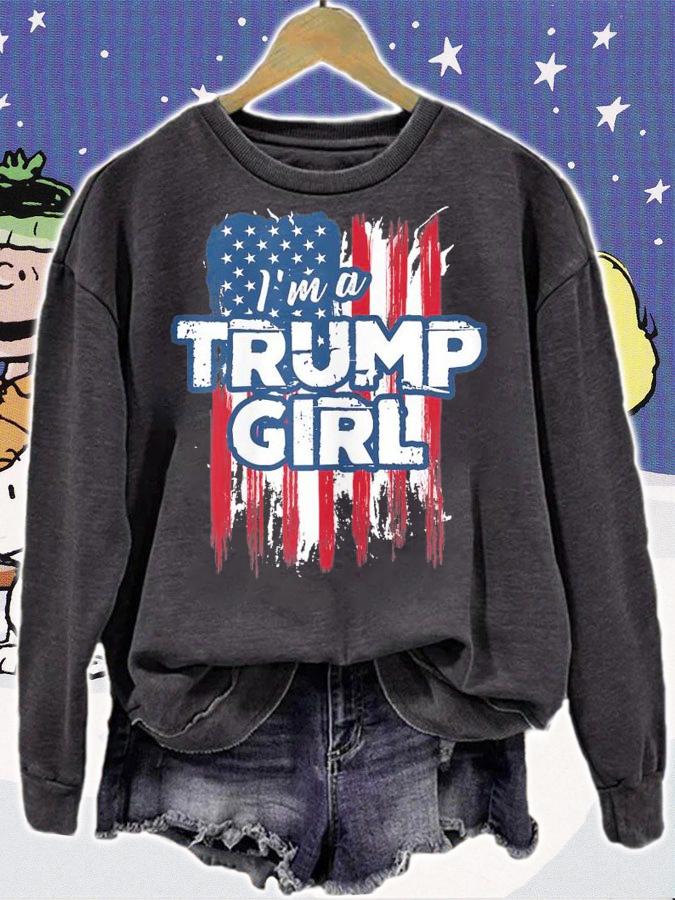 American Flag I'm a Trump girl shirt sweatshirt