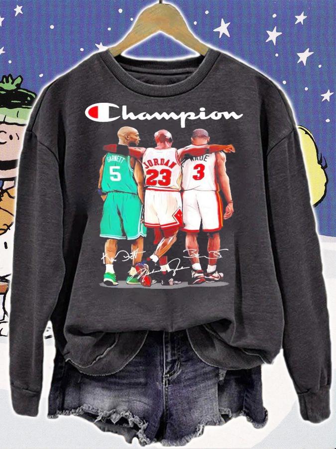 Champions Garnett Jordan and Wade signature t-shirt sweatshirt