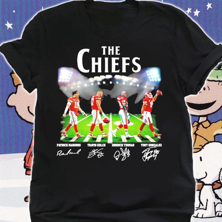 The Chiefs Patrick Mahomes Travis Kelce Derrick Thomas Tony Gonzalez Abbey Road signature shirt shirt