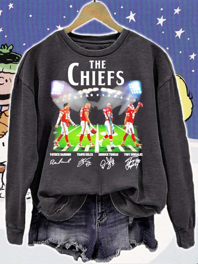 The Chiefs Patrick Mahomes Travis Kelce Derrick Thomas Tony Gonzalez Abbey Road signature shirt sweatshirt