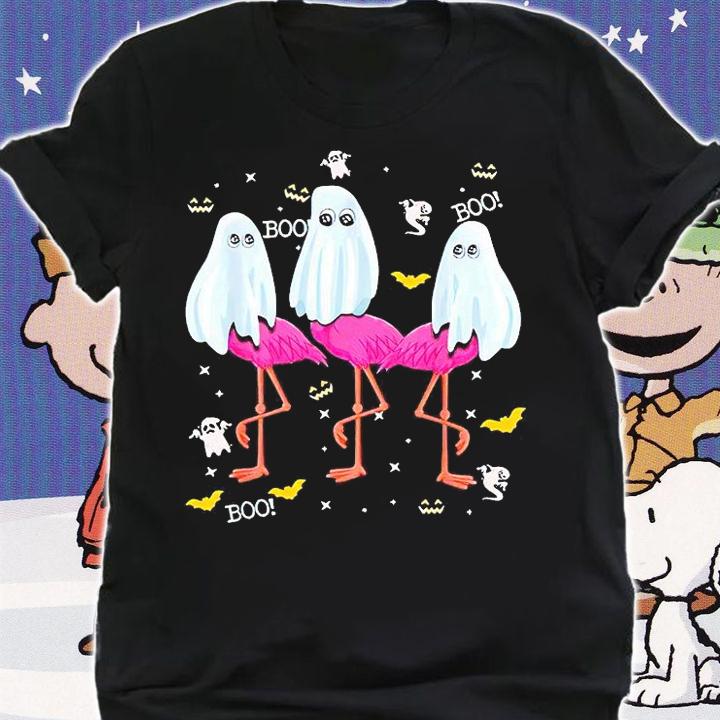 Funny Flamingo Boo Halloween Party T-shirt shirt