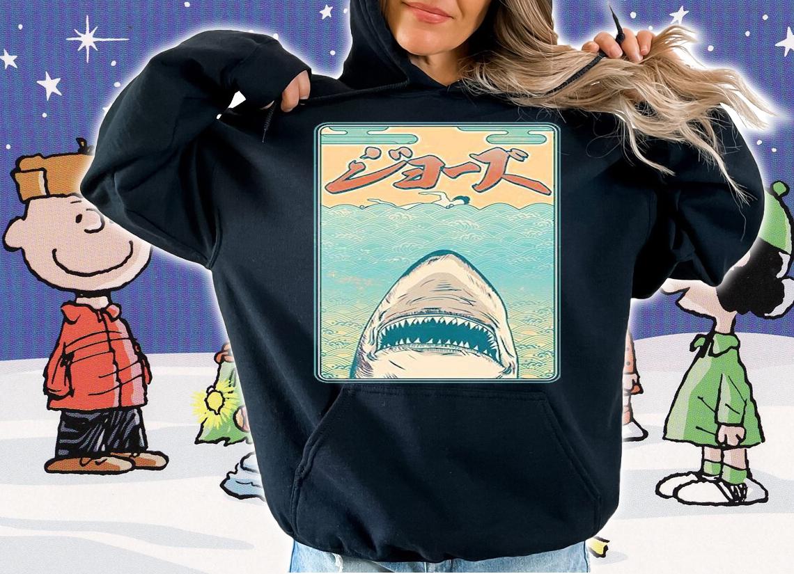 Funny Vintage Japanese Jaws Shark poster T-shirt hoodie