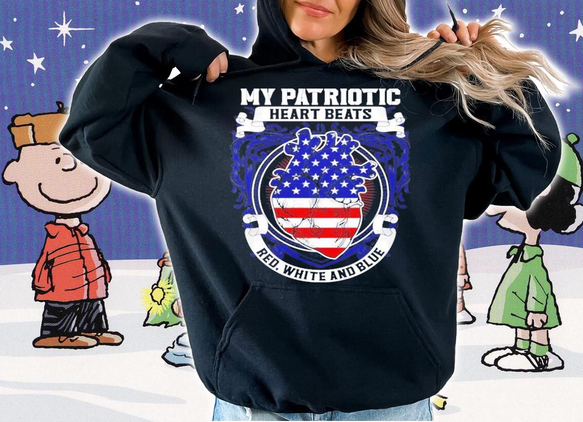 My patriotic heart beats red white and blue shirt