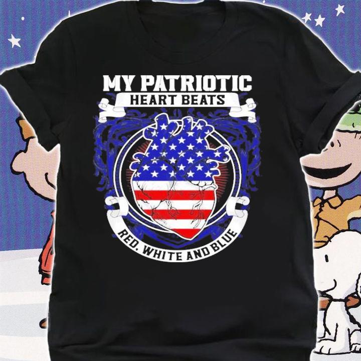 My patriotic heart beats red white and blue shirt