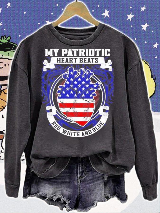 My patriotic heart beats red white and blue shirt
