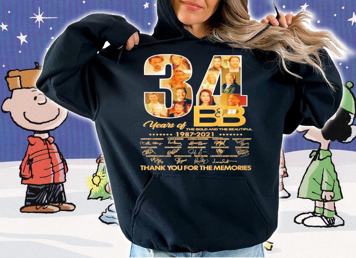 34 years of The Bold and The Beautiful 1987 2021 thank you for the memories shirt hoodie
