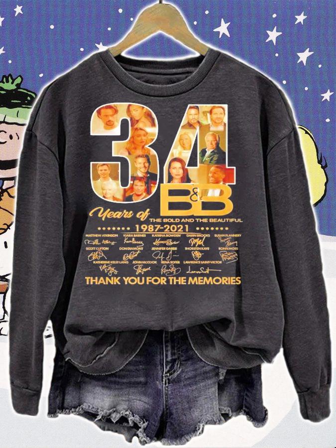 34 years of The Bold and The Beautiful 1987 2021 thank you for the memories shirt sweatshirt