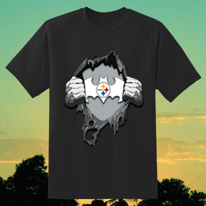 Blood Inside Me Pittsburgh Steelers Batman Logo T-Shirt - Unique Design