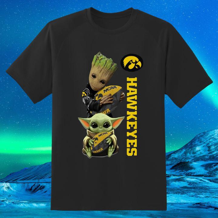 Official Baby Yoda And Baby Groot Hug Iowa Hawkeyes Football Shirt