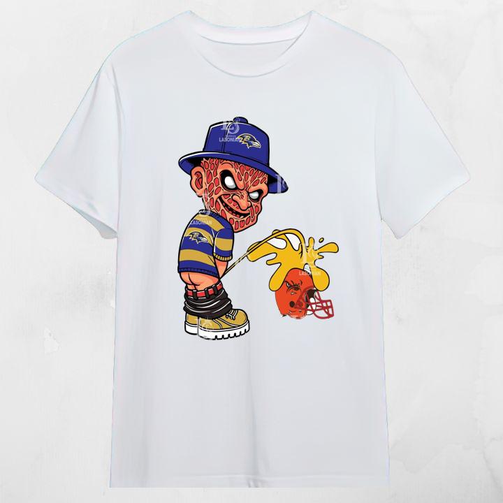 Premium Freddy Krueger Baltimore Ravens Pissing On Cleveland Browns T-Shirt