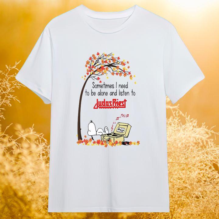 Premium Sometimes I Need To Be Alone And Listen To Judas Priest Snoopy Sleeping T-Shirt