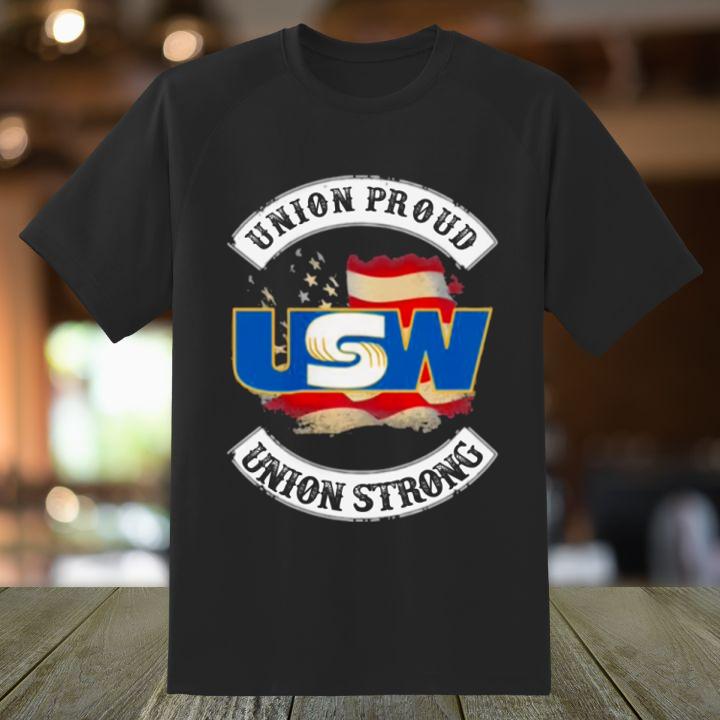 Official United Steelworkers Union Proud Usw Union Strong American Flag T-Shirt