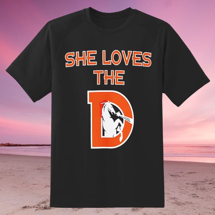 Personalized She Loves The Denver Broncos T-Shirt