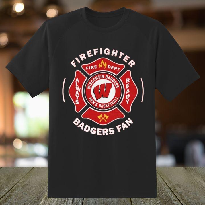 Fire Dept Wisconsin Badgers Logo Mens Basketball Firefighter T-Shirt
