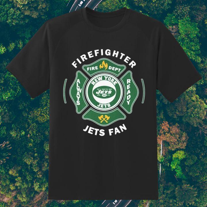 Fire Dept New York Jets Logo Football Firefighter T-Shirt