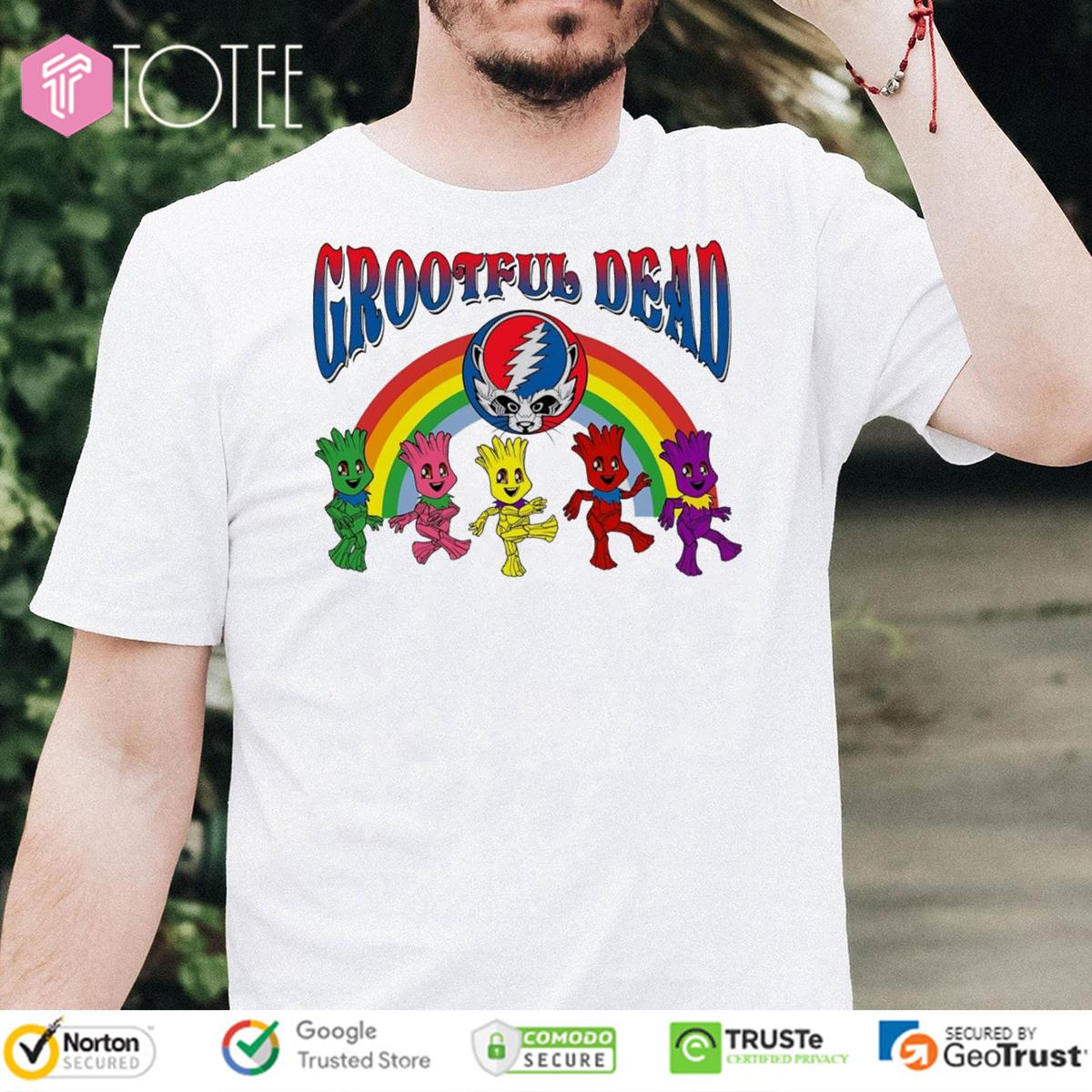 Raccoon Baby Groot Parody Grateful Dead Logo T-Shirt