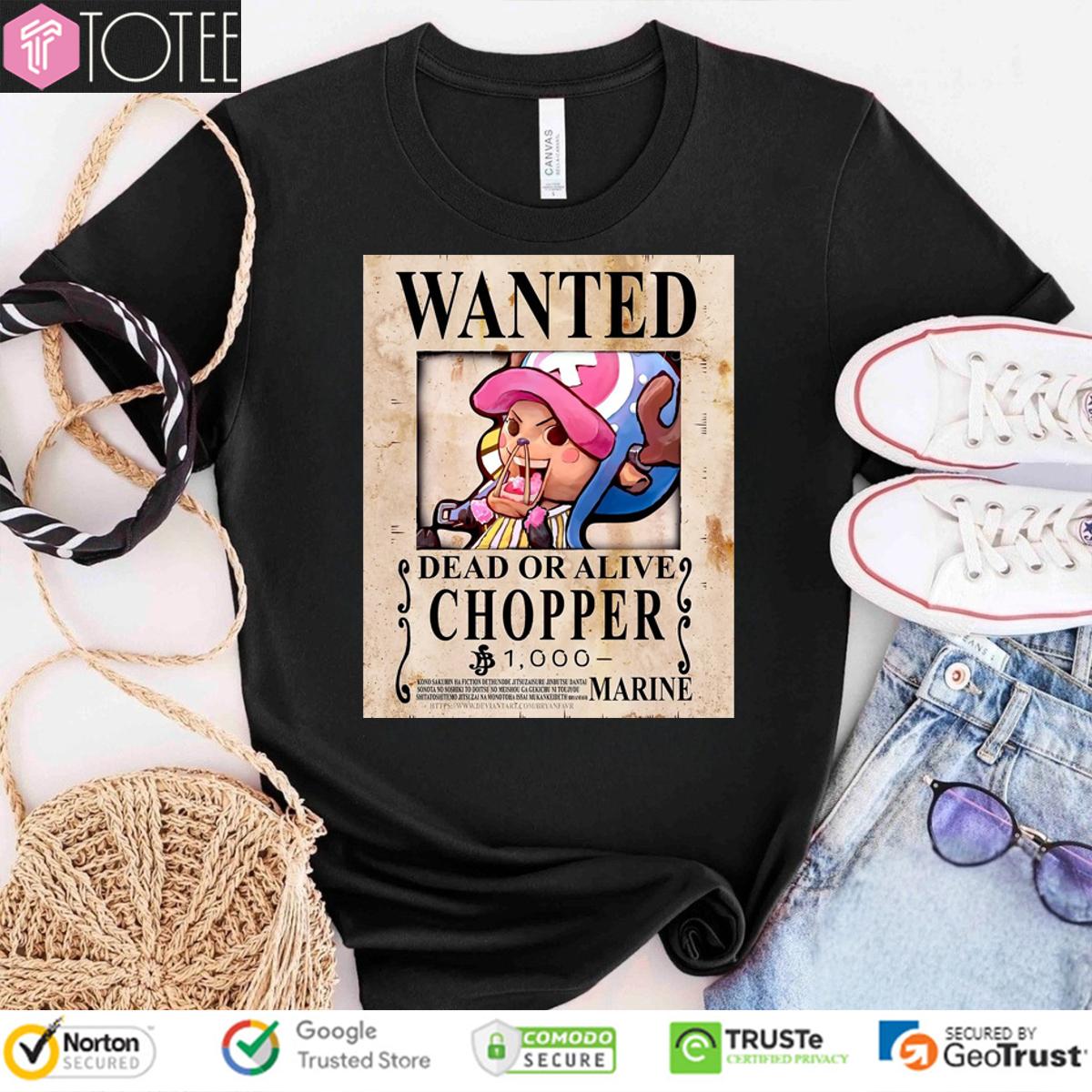 Wanted Dead Or Alive Tony Tony Chopper Cotton Candy Lover One Piece T-Shirt
