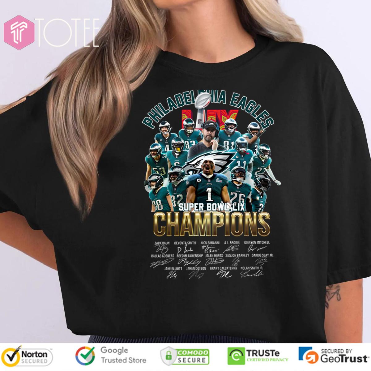 Philadelphia Eagles Super Bowl LIX Champions Signatures T-Shirt