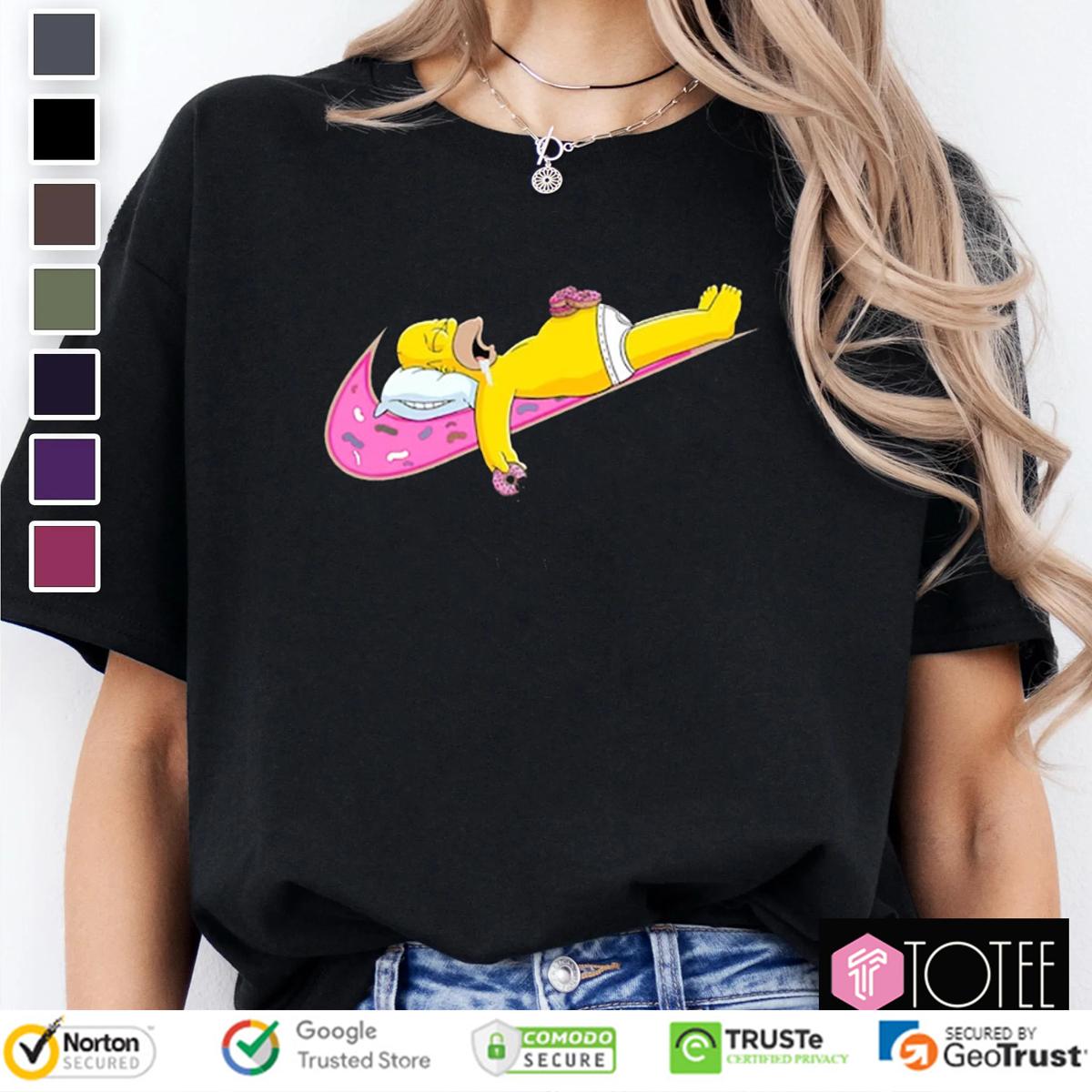 Homer Simpson Sleep Donut Nike Logo Parody T-Shirt