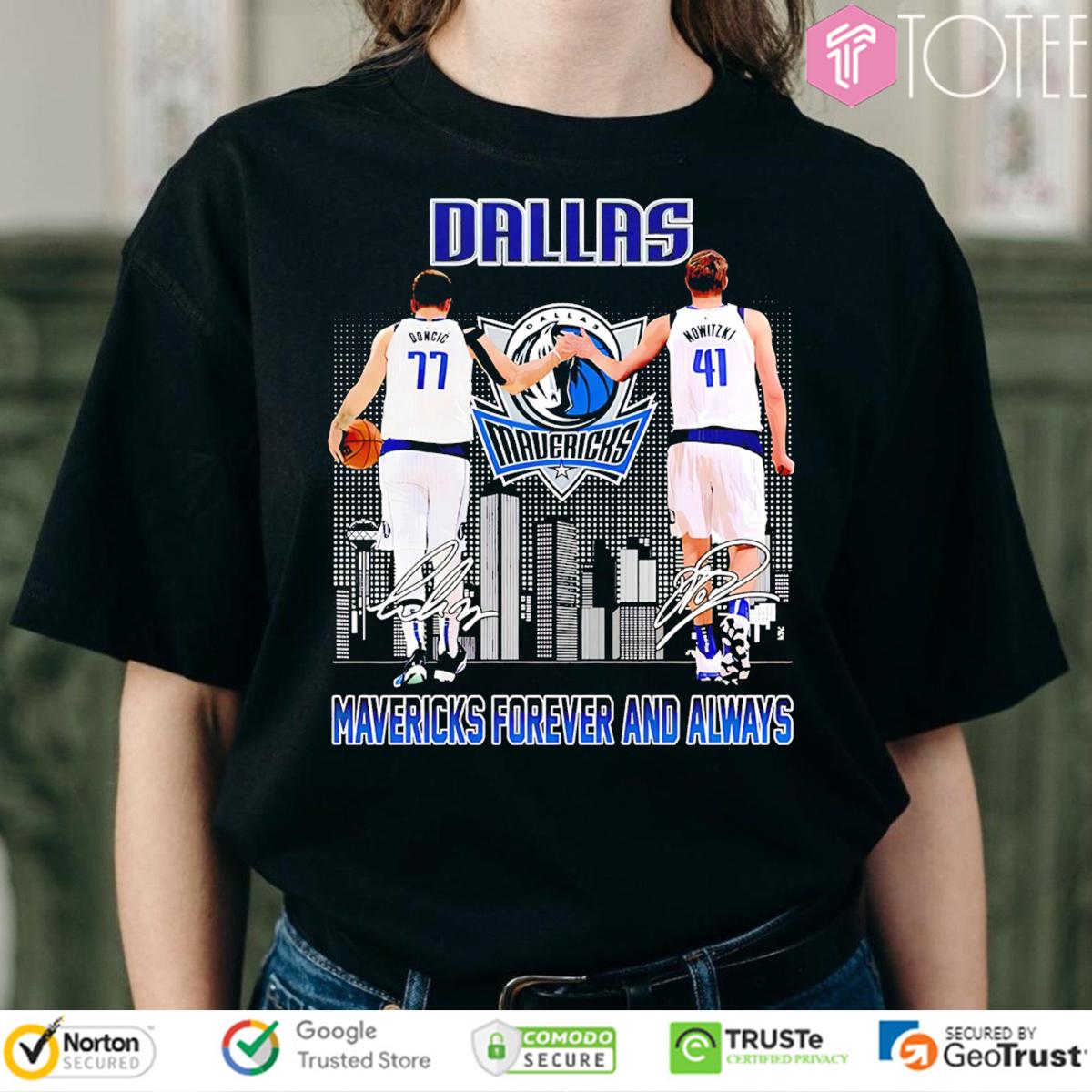 Dallas Mavericks Forever And Always Luka Doncic Dirk Nowitzki t-shirt