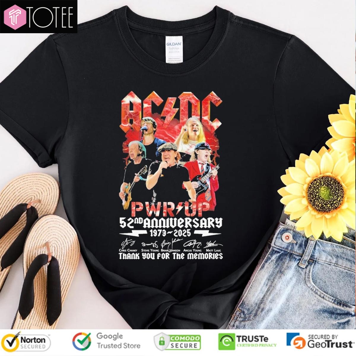 Acdc Pwr Up 52Nd Anniversary 1973-2025 Signatures T-shirt