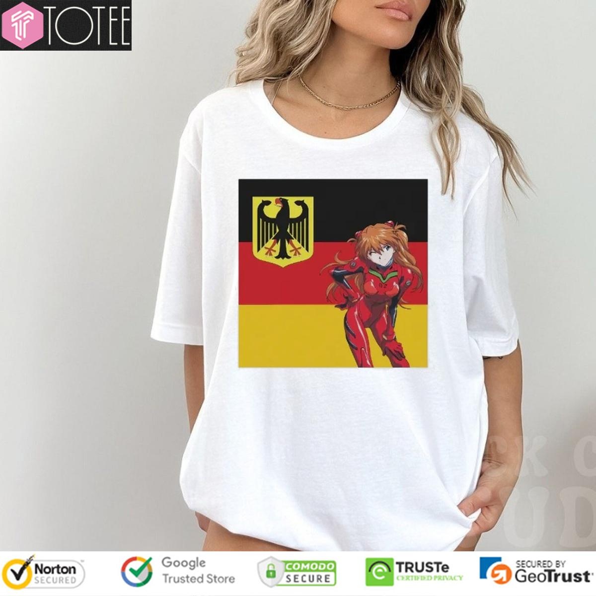 Asuka Langley German Flag Neon Genesis Evangelion T-shirt